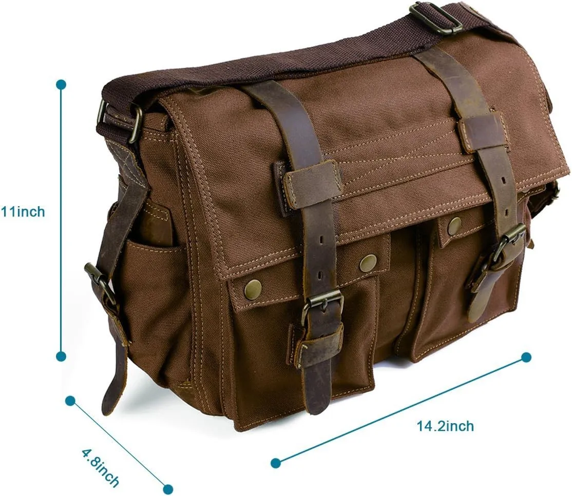 Men's Lightweight Vintage Waterproof Canvas DSLR SLR Shockproof Camera Shoulder Messenger Bag Sling Bag
