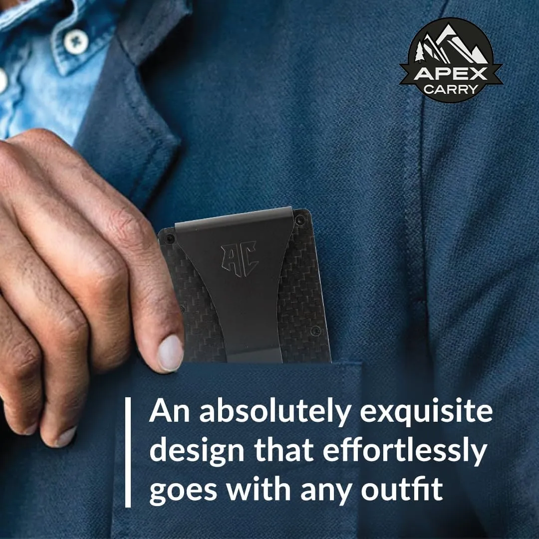 Men's Minimalist Credit Card Holder - Slim Wallet for Men with RFID Blocking - Front Pocket Carbon Wallet with Money Clip (Carbon Fiber)