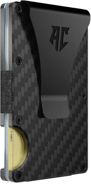 Men's Minimalist Credit Card Holder - Slim Wallet for Men with RFID Blocking - Front Pocket Carbon Wallet with Money Clip (Carbon Fiber)