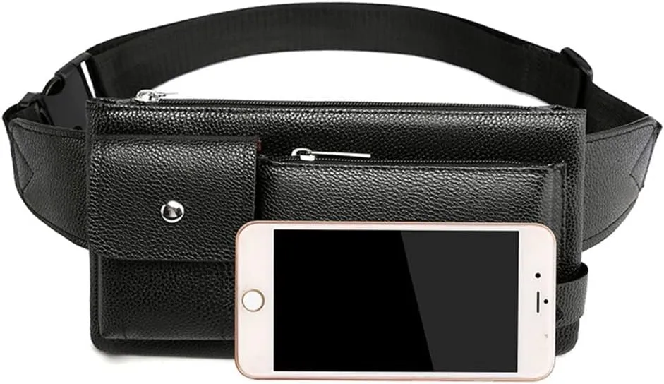 Men's Waist Packs Fanny Bum Bags for Phone Multipurpose Man PU Leather Travel Belt Bag Chest Bag Fashion Crossbody (Color : Black Size : S Code) (Black S Code)
