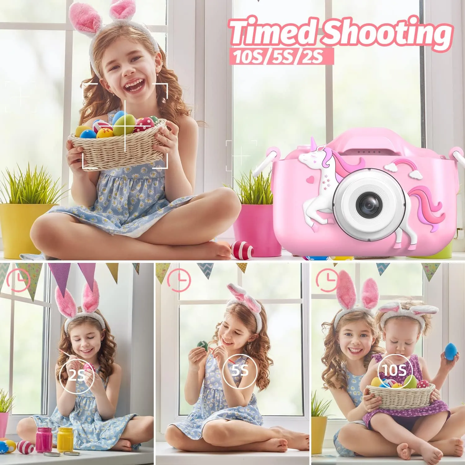 Mgaolo Kids Camera Toys for 3-12 Years Old Boys Girls Children,Portable Child Digital Video Camera with Silicone Cover, Christmas Birthday Gifts for Toddler Age 3 4 5 6 7 8 9 (Pink)