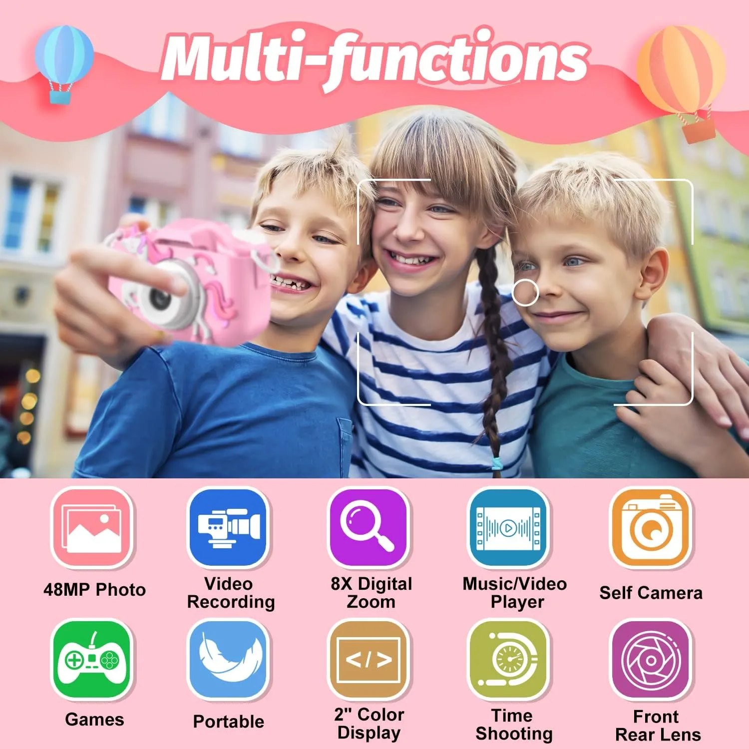 Mgaolo Kids Camera Toys for 3-12 Years Old Boys Girls Children,Portable Child Digital Video Camera with Silicone Cover, Christmas Birthday Gifts for Toddler Age 3 4 5 6 7 8 9 (Pink)