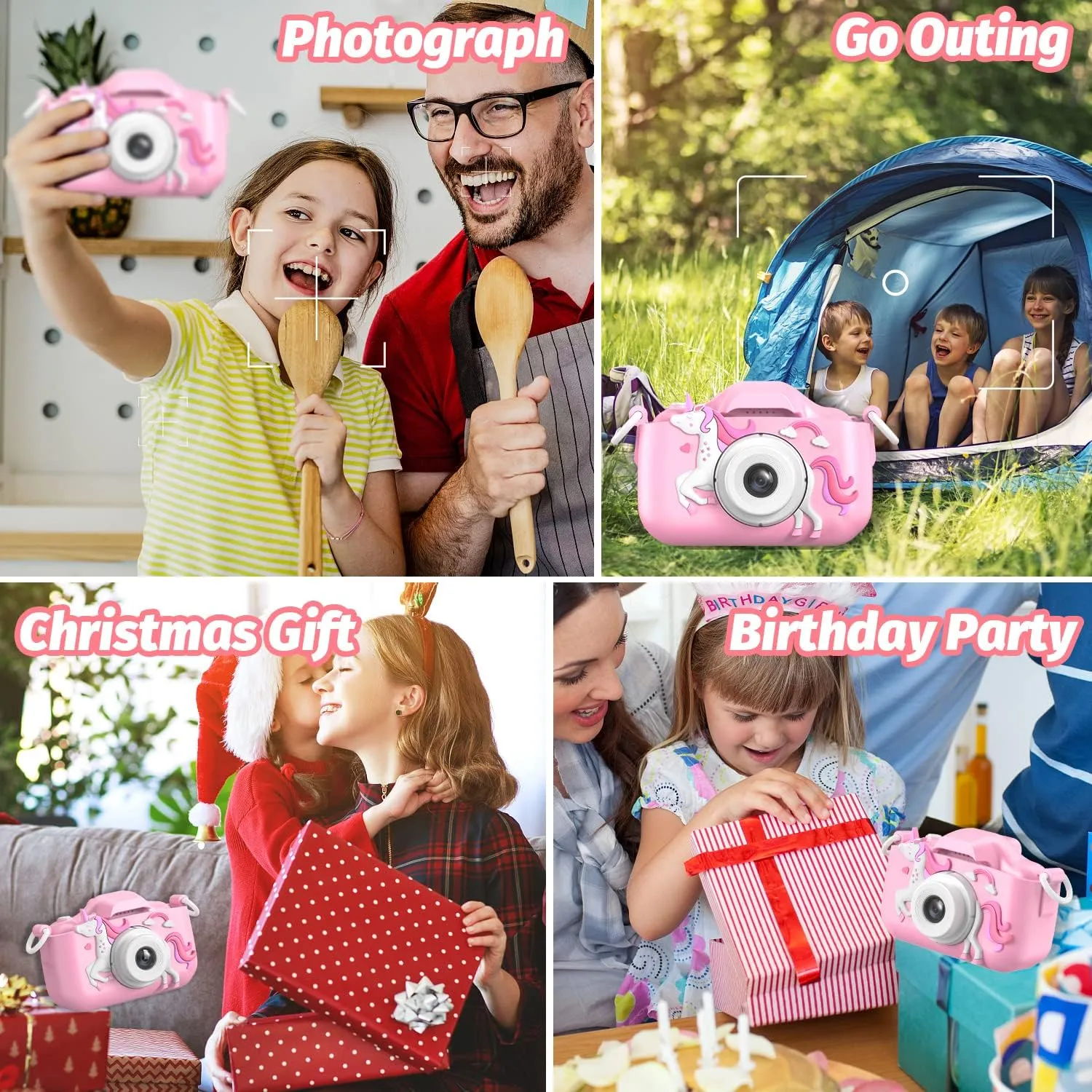 Mgaolo Kids Camera Toys for 3-12 Years Old Boys Girls Children,Portable Child Digital Video Camera with Silicone Cover, Christmas Birthday Gifts for Toddler Age 3 4 5 6 7 8 9 (Pink)