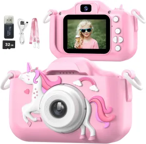 Mgaolo Kids Camera Toys for 3-12 Years Old Boys Girls Children,Portable Child Digital Video Camera with Silicone Cover, Christmas Birthday Gifts for Toddler Age 3 4 5 6 7 8 9 (Pink)