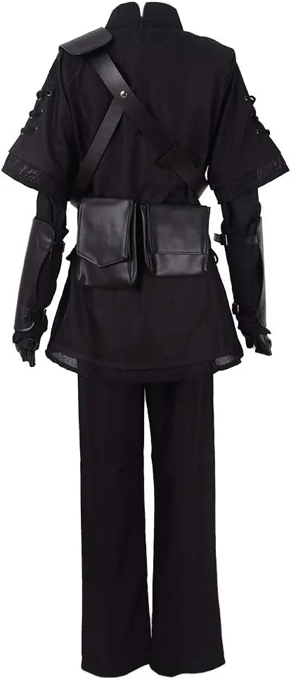 miccostumes Men's Costume Warrior Cosplay Pure Dark Black Uniform Fullset Tunic Pants With Belt and Hat