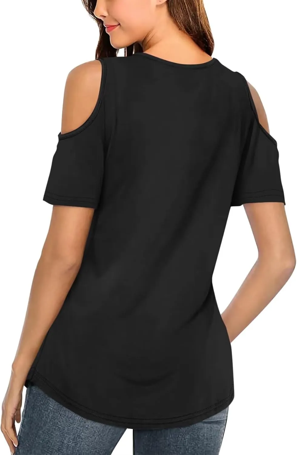 Minetom Women's Cold Shoulder Tops Short Sleeve V Neck T Shirts Basic Summer Tees