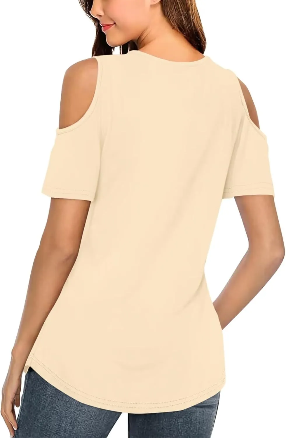 Minetom Women's Cold Shoulder Tops Short Sleeve V Neck T Shirts Basic Summer Tees