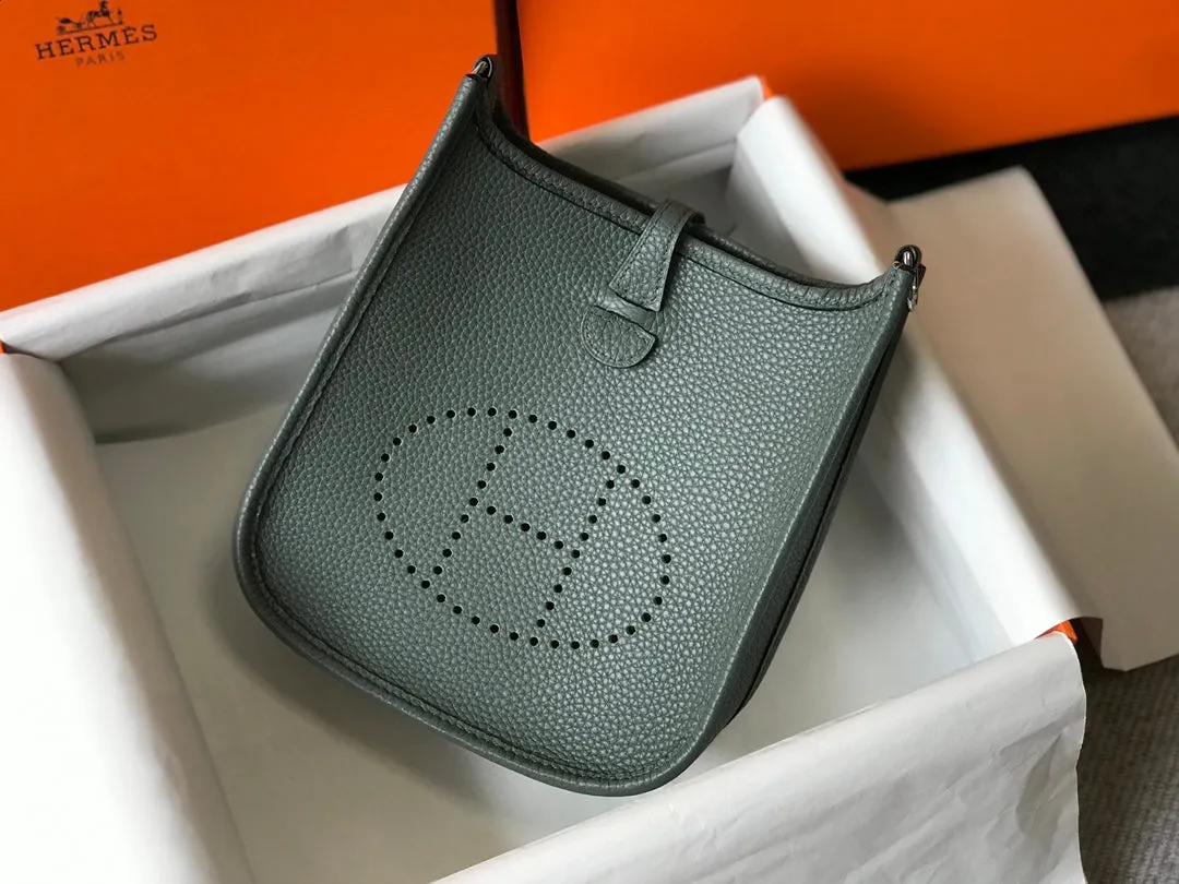 Mini Evelyne 18cm Almond Green Togo Silver Hardware