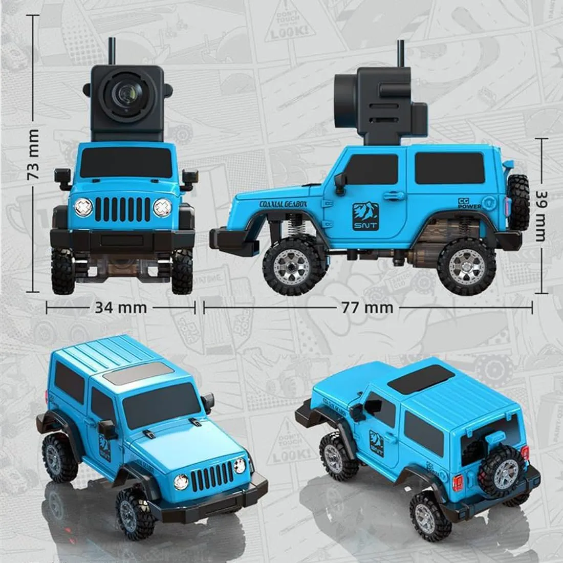 Mini Off-Road Vehicle with FPV Camera, 1/64 Scale 2.4G Full Proportional RC Electric 4WD Climbing Car Remote Control Drift Car Gift (FPV Goggles Version)