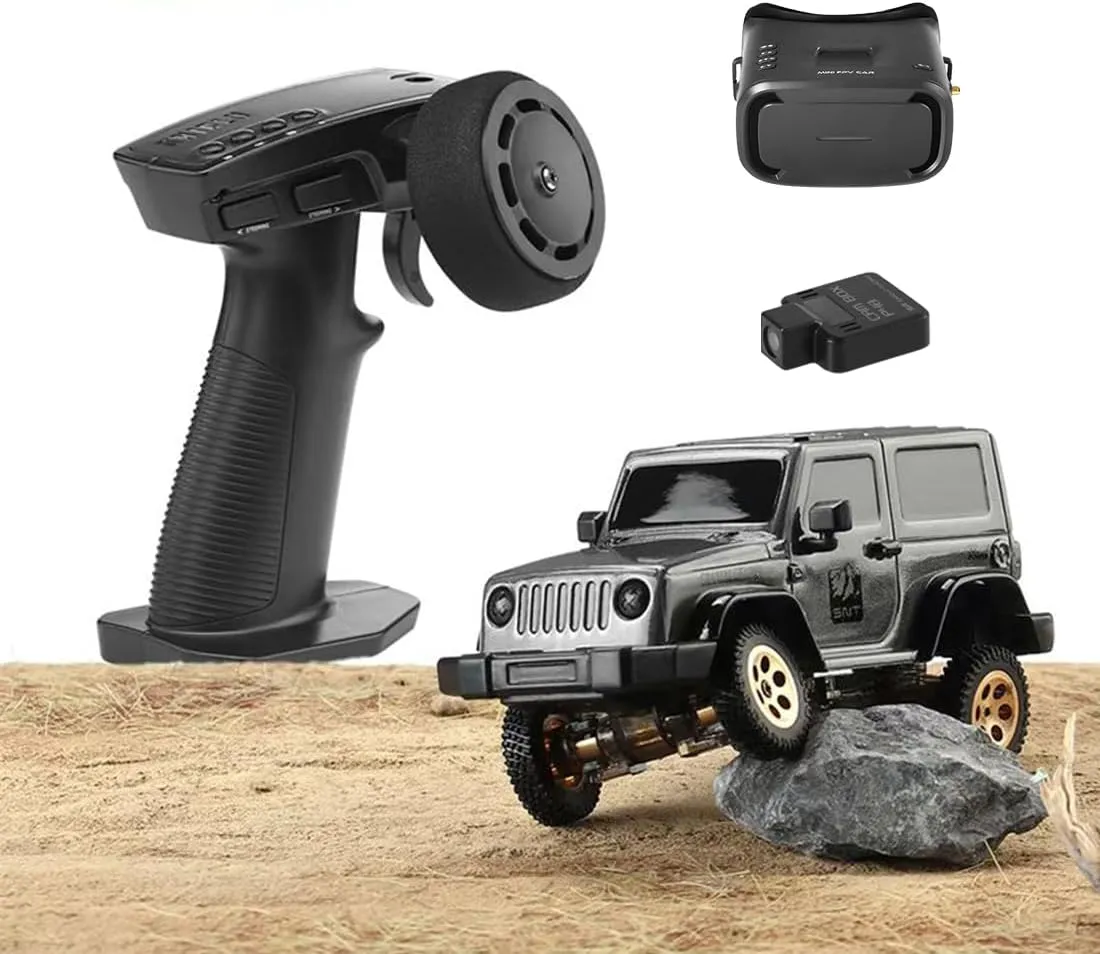 Mini Off-Road Vehicle with FPV Camera, 1/64 Scale 2.4G Full Proportional RC Electric 4WD Climbing Car Remote Control Drift Car Gift (FPV Goggles Version)