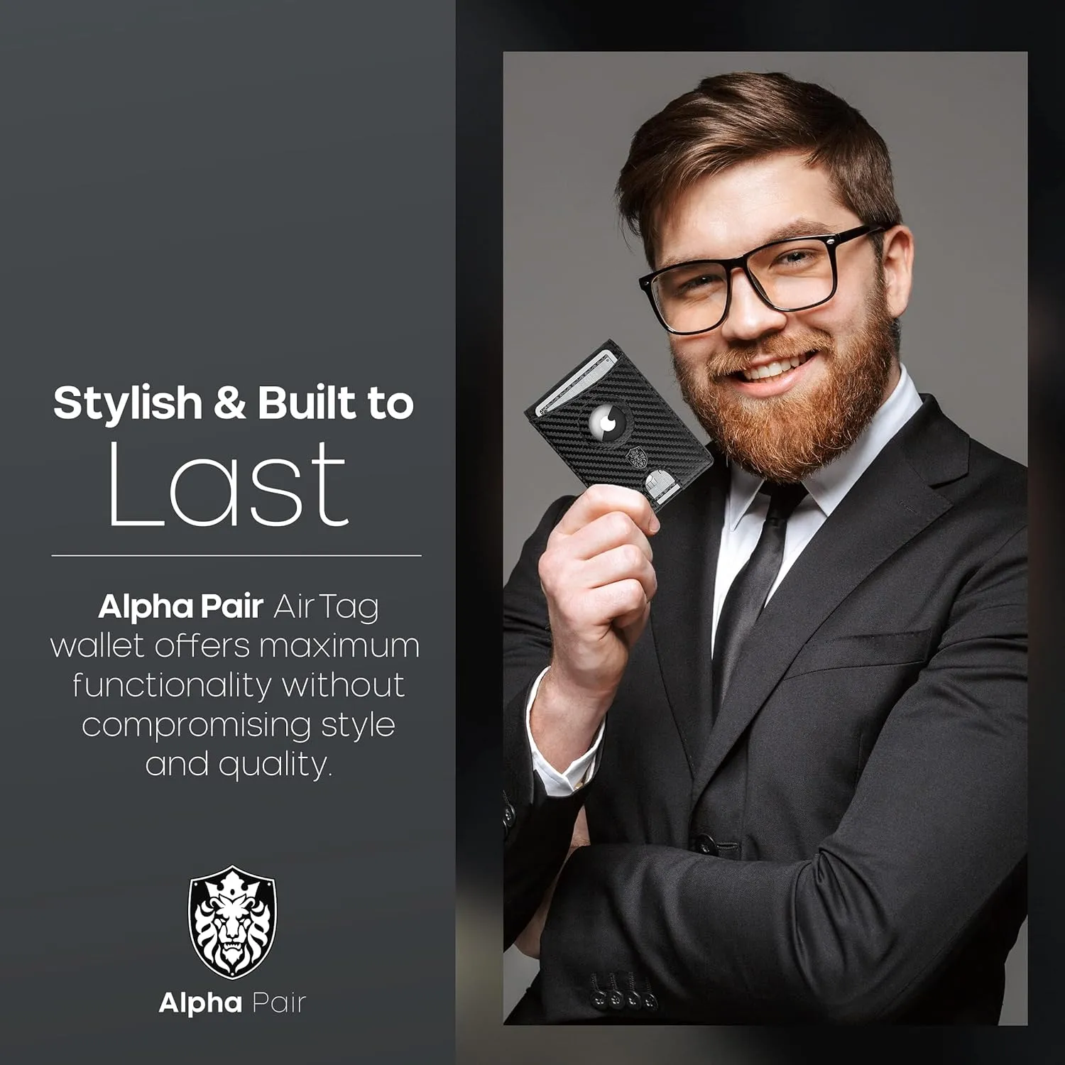 Minimalist Bifold RFID Blocking Smart Wallet with Air Tag Holder & Clip