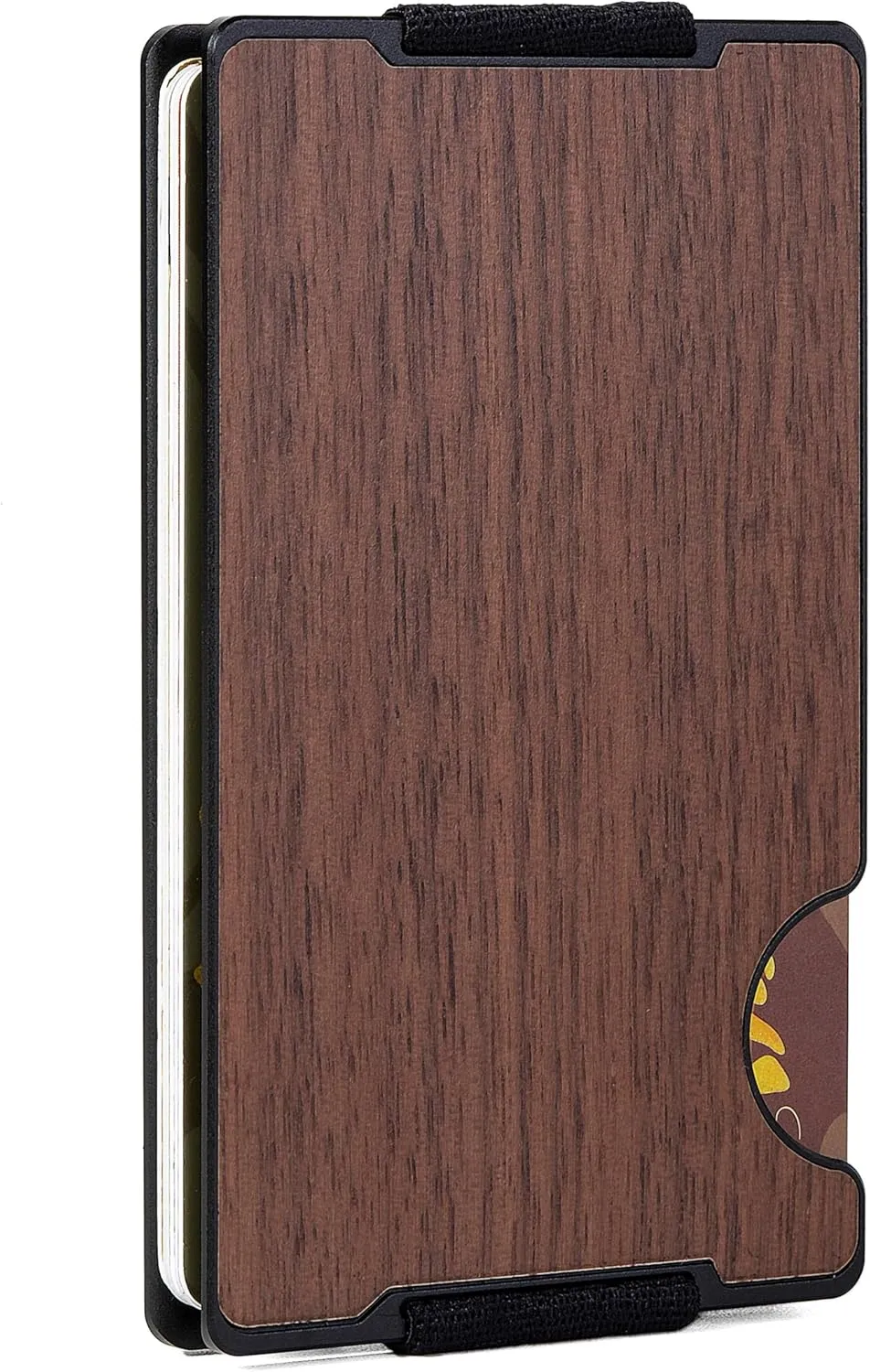 Minimalist Wallet for Men,Slim RFID Blocking Wallet,Durable Expandable Compact Plate, Matel Credit Card Holder,Cash Strap/Money Clip (Matte Walnut)