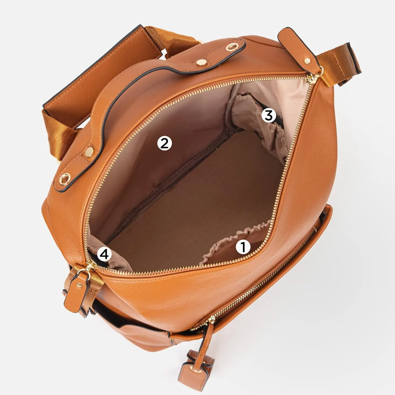 Minsong Diaper Bag Backpack, Waterproof Leather Diaper Bags With Changing Station for Baby, Fashion Multifunction Nappy Travel Diaper Backpack for Mom Dad (Brown)
