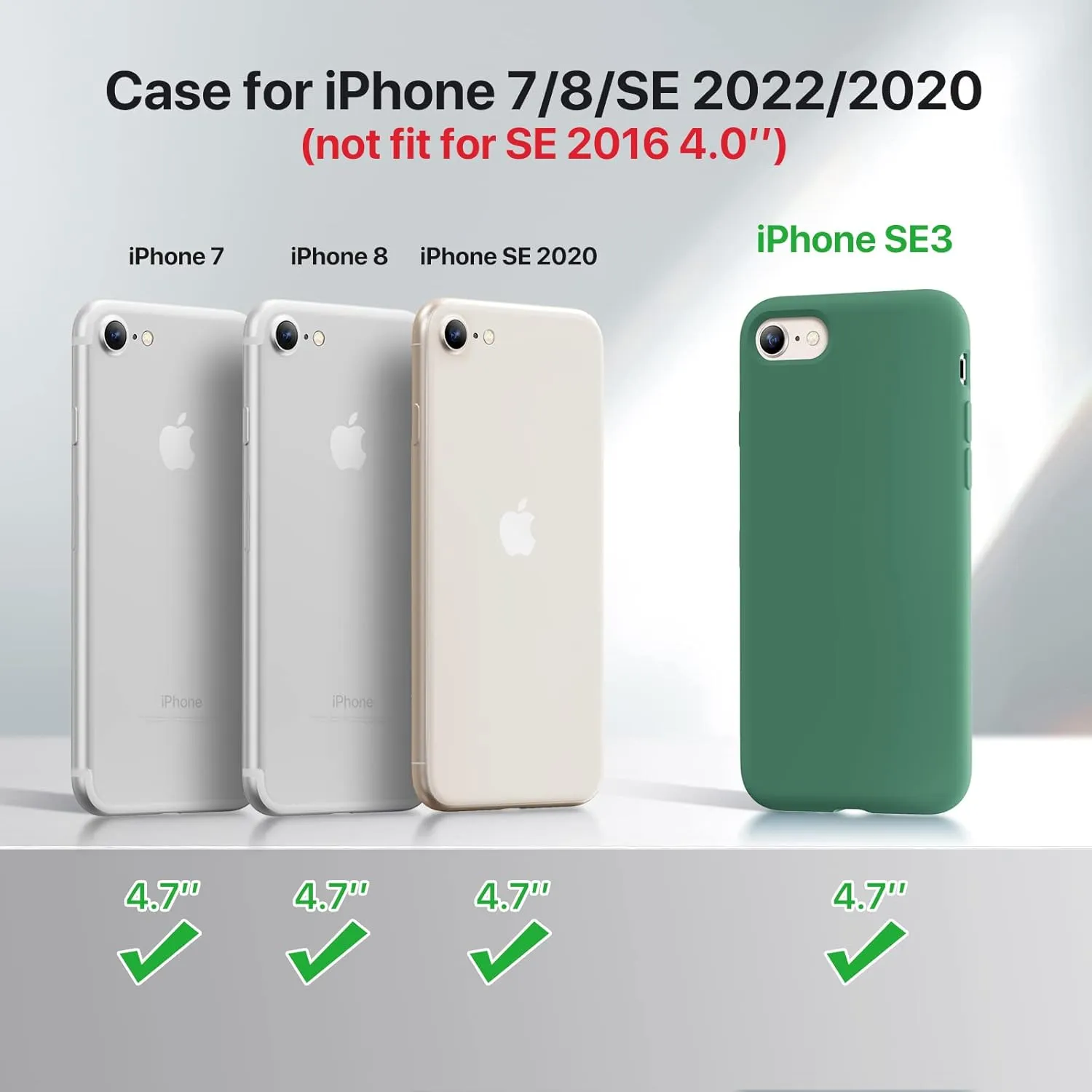 Miracase Ultra Slim Designed for iPhone SE Case 2022(3rd Gen)/iPhone SE 2020 Case(2nd Gen)/iPhone 7 Case/iPhone 8 Case with Screen Protector, Multi-Color Silicone Shockproof Phone Case(Acacia Green)