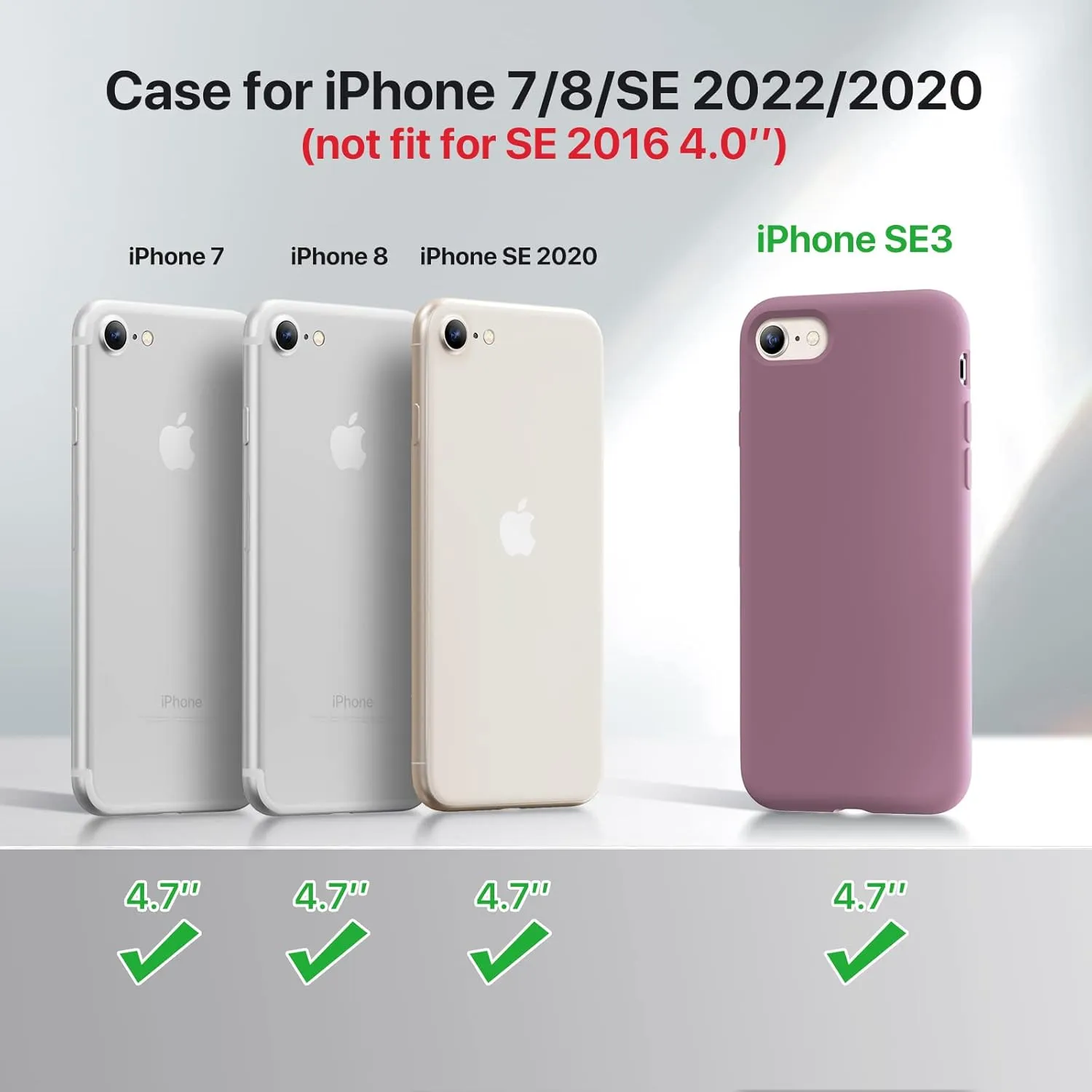 Miracase Ultra Slim Designed for iPhone SE Case 2022(3rd Gen)/iPhone SE 2020 Case(2nd Gen)/iPhone 7 Case/iPhone 8 Case with Screen Protector, Multi-Color Silicone Shockproof Phone Case(Blackcurrant)