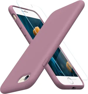Miracase Ultra Slim Designed for iPhone SE Case 2022(3rd Gen)/iPhone SE 2020 Case(2nd Gen)/iPhone 7 Case/iPhone 8 Case with Screen Protector, Multi-Color Silicone Shockproof Phone Case(Blackcurrant)