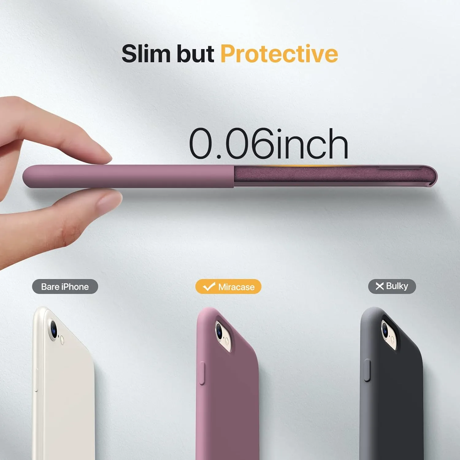Miracase Ultra Slim Designed for iPhone SE Case 2022(3rd Gen)/iPhone SE 2020 Case(2nd Gen)/iPhone 7 Case/iPhone 8 Case with Screen Protector, Multi-Color Silicone Shockproof Phone Case(Blackcurrant)