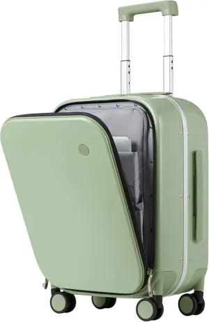 mixi Carry On Luggage, 20'' Suitcase with Front Laptop Pocket, Travel Rolling Luggage Aluminum Frame PC Hardside with Spinner Wheels & TSA Lock and Cover - Avocado Green