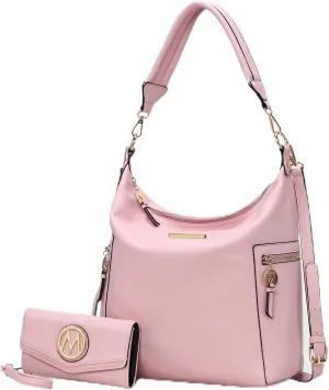 MKF Collection Hobo Bag & Wristlet Wallet for Women, Vegan Leather Shoulder Handbag Messenger Purse By Mia K