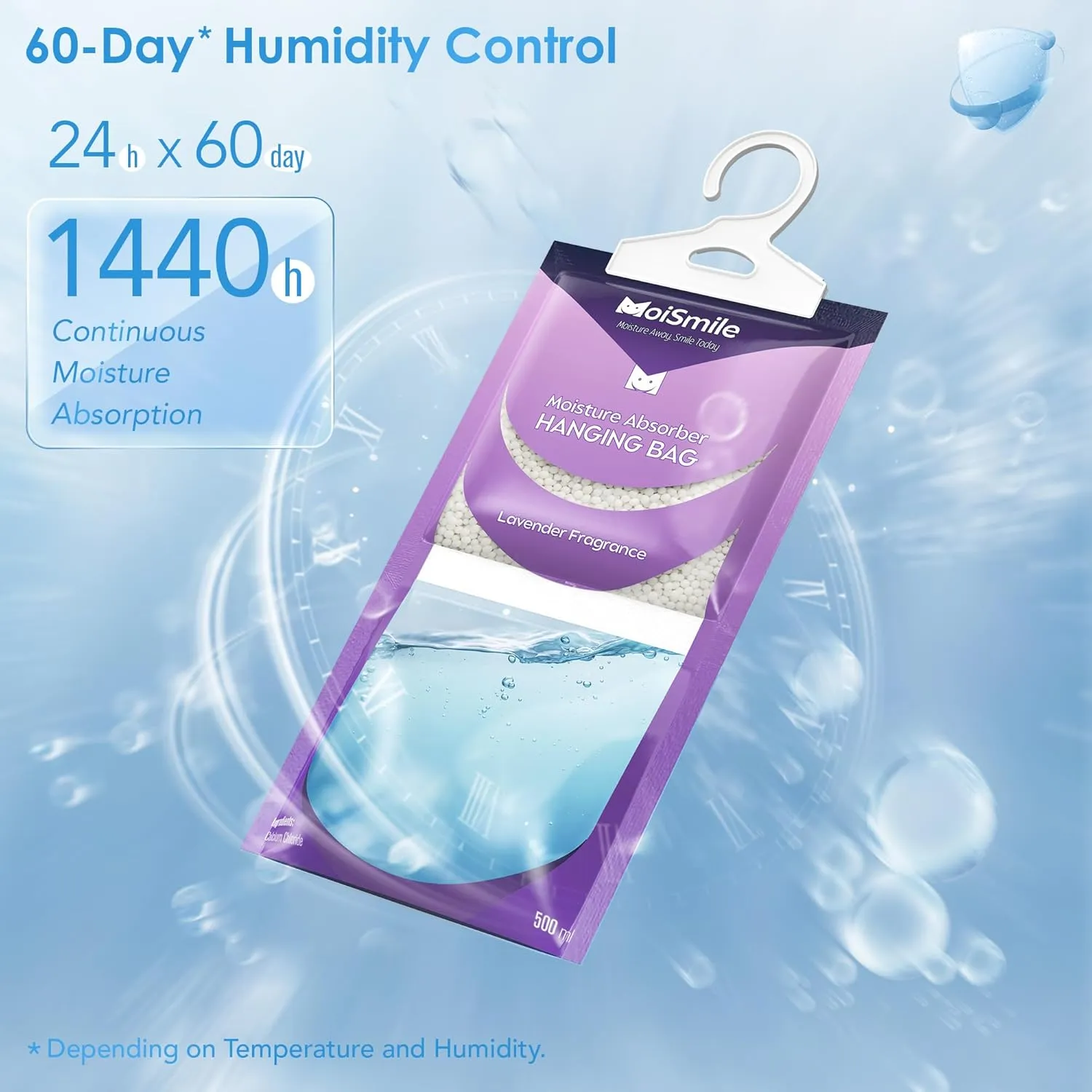 Moisture Absorbers Packets 10 Pack, Hanging Closet Dehumidifier Bags, Humidity Packs with Lavender Fragrance, Closet Dehumidifier for Car, Bathroom, Bedroom, Basement, 9.8OZ