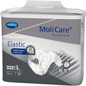 MoliCare Premium Incontinence Brief, 10D - Heavy Absorbency Adult Diaper with Refastenable Tabs - Unisex, Size Large, 14 Count, 1 Pack