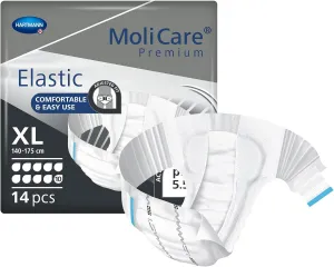 MoliCare Premium Incontinence Brief, 10D - Heavy Absorbency Adult Diaper with Refastenable Tabs - Unisex, Size XL, 14 Count, 1 Pack