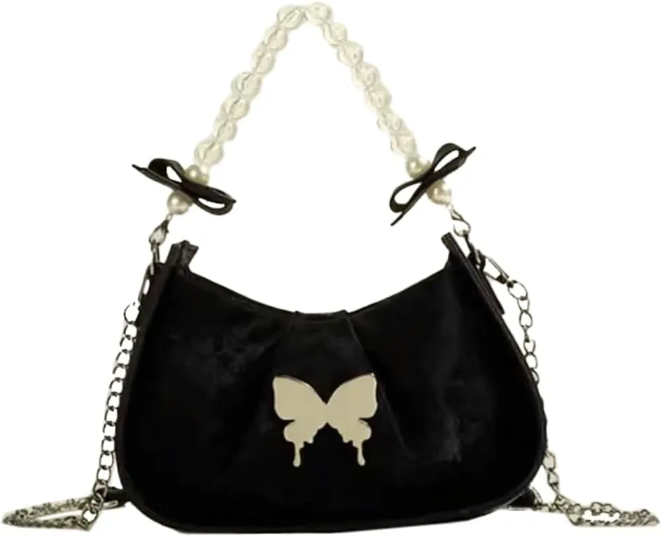 Molodo Shoulder Bags for Women Chic Pearl Handle Handbag Small PU Leather Crossbody Bag Hobo Purses