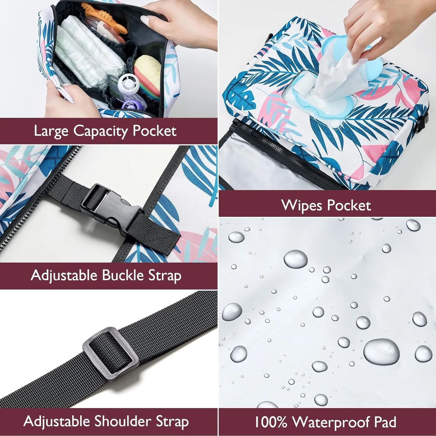 Momcozy 2-in-1 Diaper Changing Pad - Extra-Large Portable Diaper Pad 31.4x15.7 inch - Waterproof and Foldable for Newborns to Toddlers - Also Used As Adjustable Shoulder Bag with Wipes Pocket