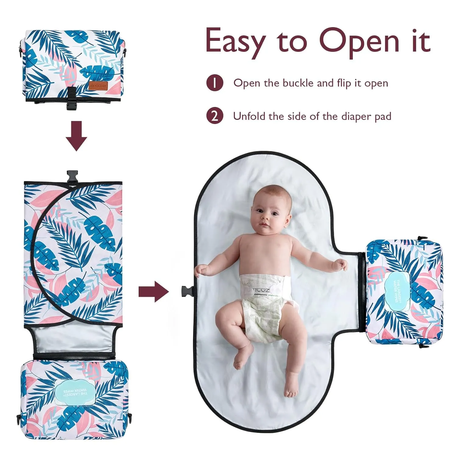 Momcozy 2-in-1 Diaper Changing Pad - Extra-Large Portable Diaper Pad 31.4x15.7 inch - Waterproof and Foldable for Newborns to Toddlers - Also Used As Adjustable Shoulder Bag with Wipes Pocket