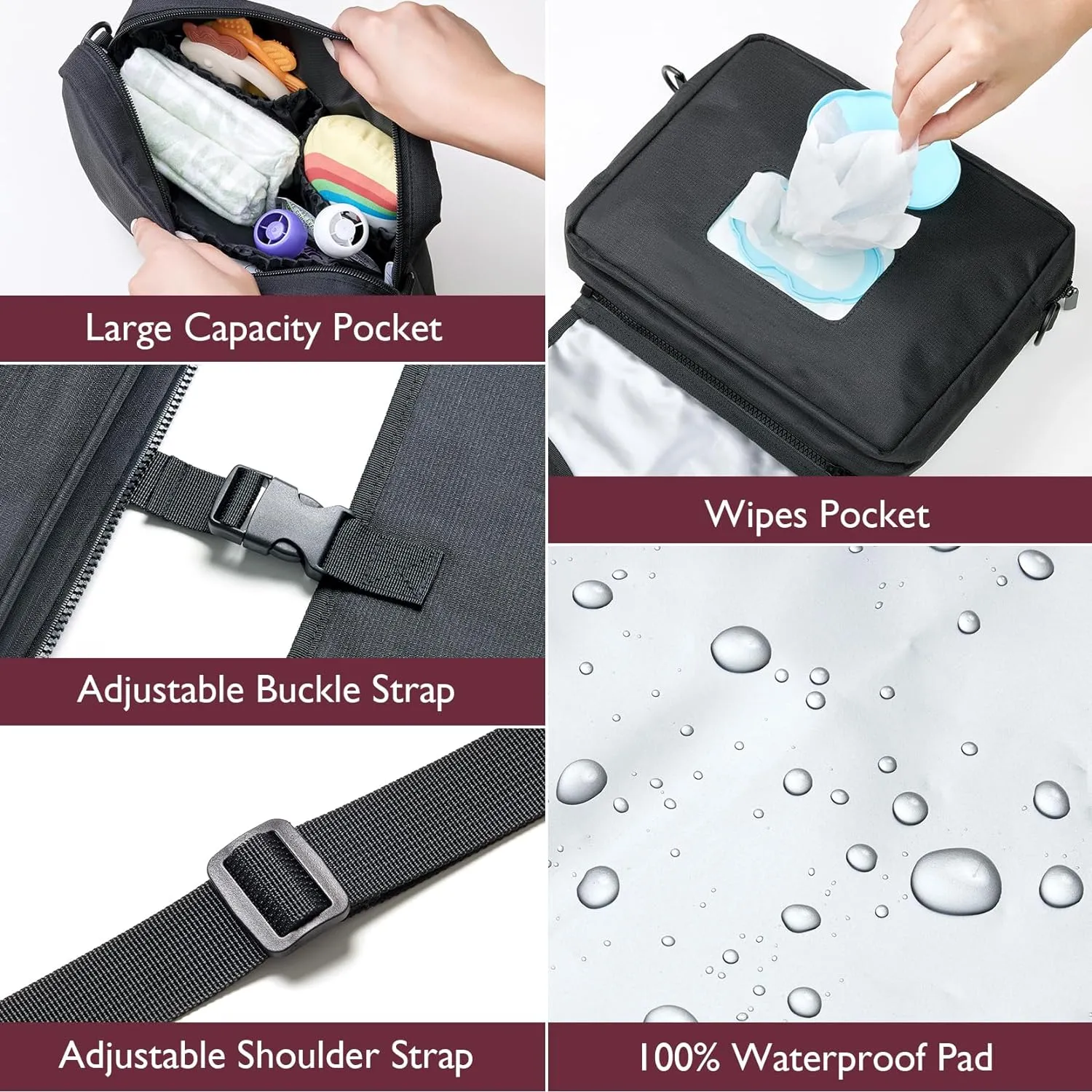 Momcozy 2-in-1 Diaper Changing Pad - Extra-Large Portable Diaper Pad 31.4x15.7 inch - Waterproof and Foldable for Newborns to Toddlers - Also Used As Adjustable Shoulder Bag with Wipes Pocket