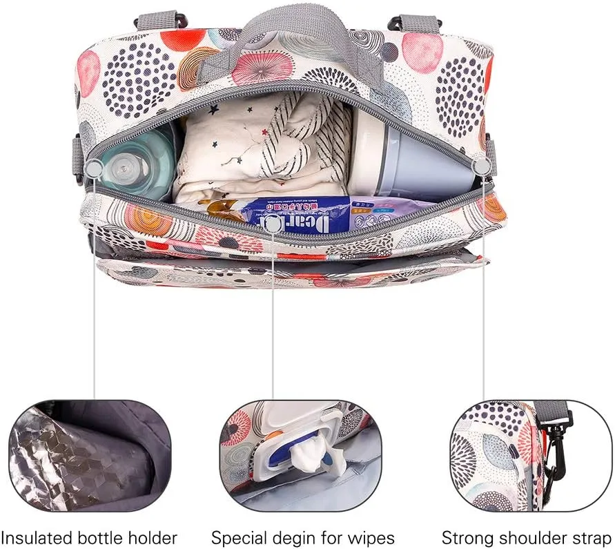 MOMIGO Baby Diaper Caddy Bag - Diaper Caddy Tote Baby Stroller Bag Nursery Storage Bin for Diapers, Wipes & Toys Mini Diaper Bag for Outdoor (Circular)