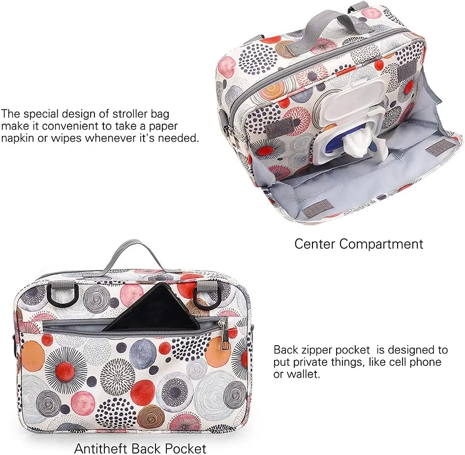 MOMIGO Baby Diaper Caddy Bag - Diaper Caddy Tote Baby Stroller Bag Nursery Storage Bin for Diapers, Wipes & Toys Mini Diaper Bag for Outdoor (Circular)