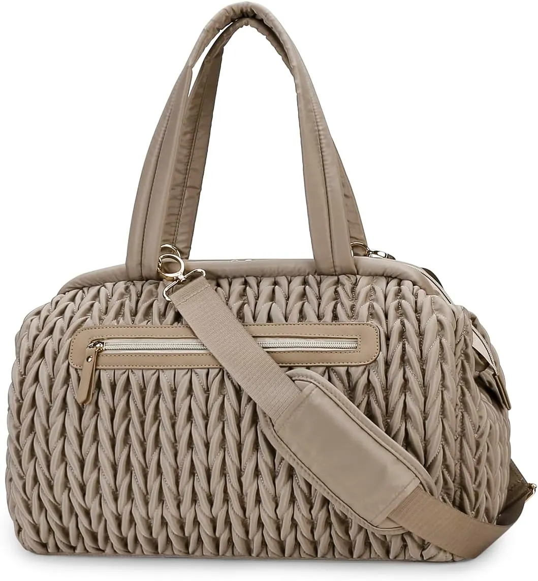 MOMIGO Baby Diaper Tote Bag - Large Size Multifunction Travel Crossbody for Mom, Bohemia Style Maternity Baby Changing Bags with Portable Changing Pad (Brown（B）)