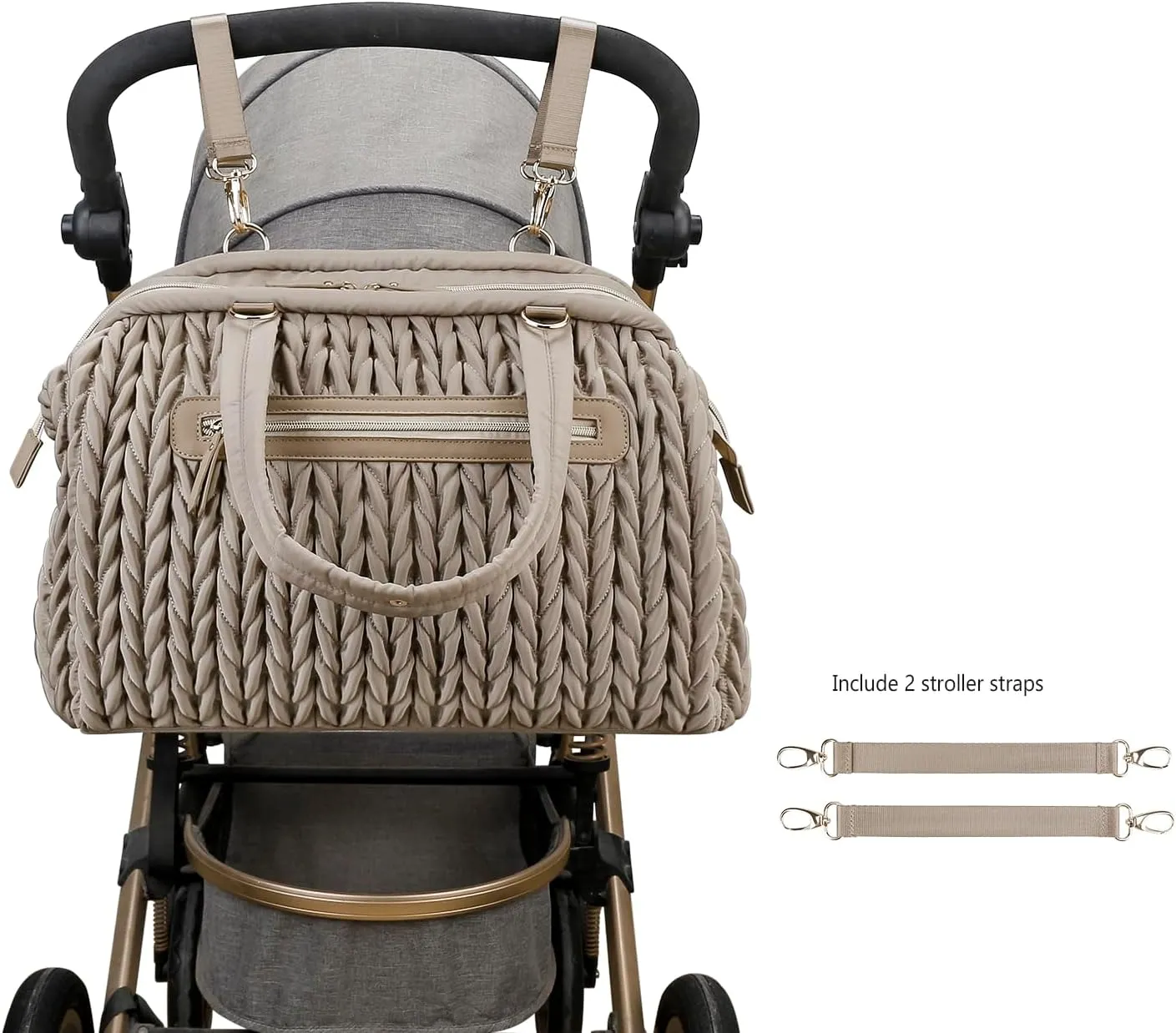 MOMIGO Baby Diaper Tote Bag - Large Size Multifunction Travel Crossbody for Mom, Bohemia Style Maternity Baby Changing Bags with Portable Changing Pad (Brown（B）)