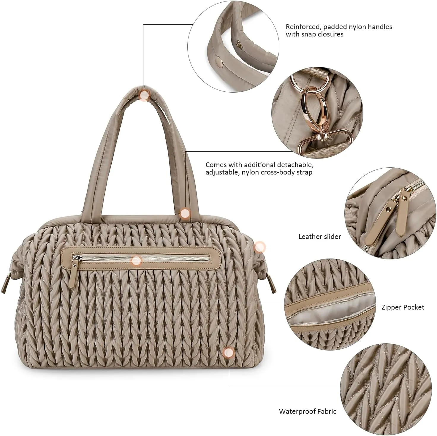 MOMIGO Baby Diaper Tote Bag - Large Size Multifunction Travel Crossbody for Mom, Bohemia Style Maternity Baby Changing Bags with Portable Changing Pad (Brown（B）)