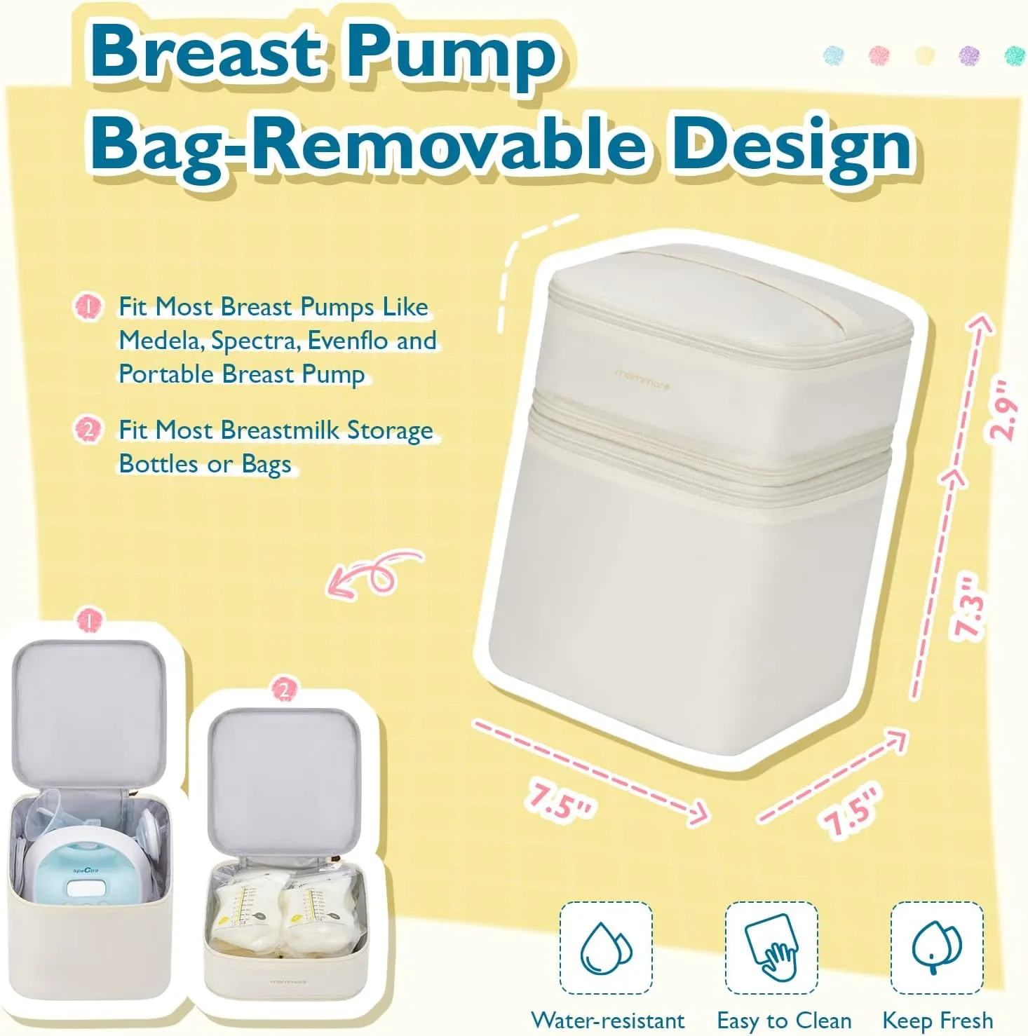 mommore Breast Pump Bag with Cooler for Medela, Spectra S1, S2, Diaper Bag Tote with Changing Pad, Baby Bag for Work