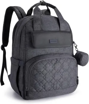mommore Diaper Bag Backpack Large Travel Diaper Bags with Portable Changing Pad, Pacifier Case and Stroller Straps, Dark Grey