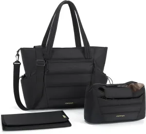 mommore Diaper Bag Tote with Stroller Organizer Puffer Bag Large Capacity Baby Bag with Changing Pad for Travel, Hospital