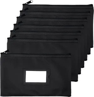 Money Bank Deposit Bag with zipper | 11x6 inch | Black | Durable Leatherette Money Cash Coin Check Wallet Pouch for Men & Women with Framed ID Window and Blank Card | by GIDABRAND (7)