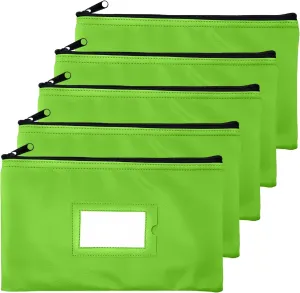 Money Bank Deposit Bag with Zipper | 11x6 inch | Light Green | Durable Leatherette Money Cash Coin Check Wallet Pouch for Men & Women with Framed ID Window and Blank Card | by GIDABRAND (5)