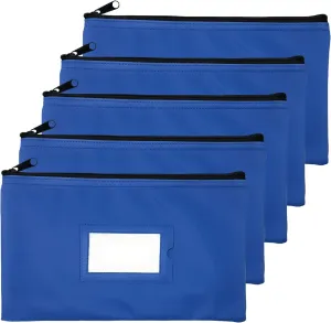 Money Bank Deposit Bag with Zipper | 11x6 inch | Sky Blue | Durable Leatherette Money Cash Coin Check Wallet Pouch for Men & Women with Framed ID Window and Blank Card | by GIDABRAND (5)