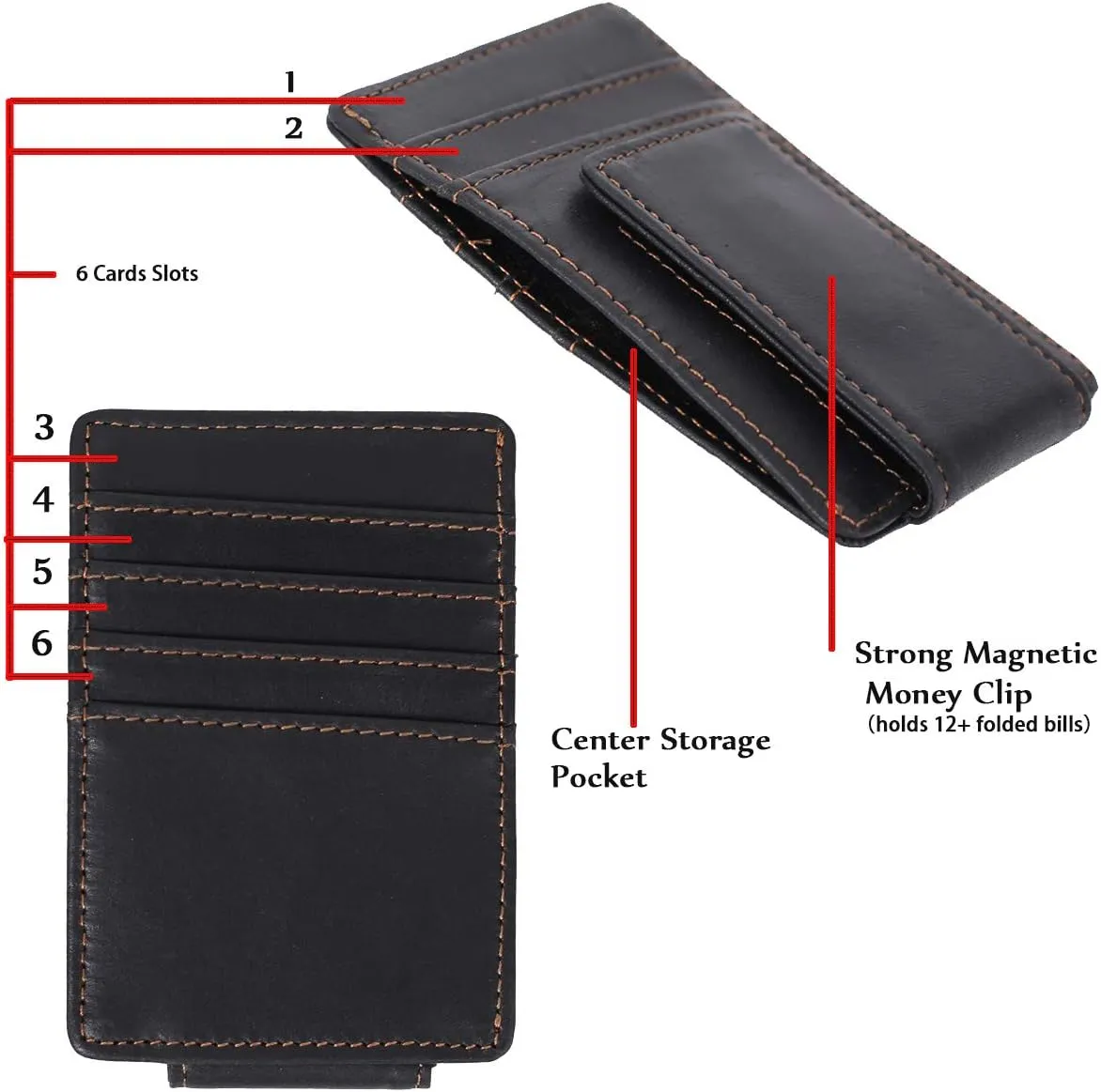 Money Clip For Men, Personalized mens Front Pocket Wallet With Money Clip, Genuine Leather Wallets, Gift For Men (black Love you more)