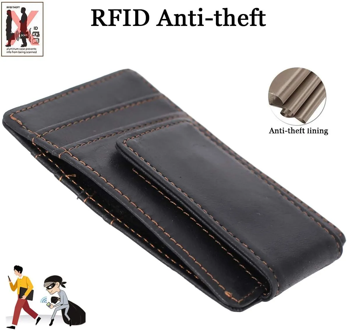 Money Clip For Men, Personalized mens Front Pocket Wallet With Money Clip, Genuine Leather Wallets, Gift For Men (black Love you more)