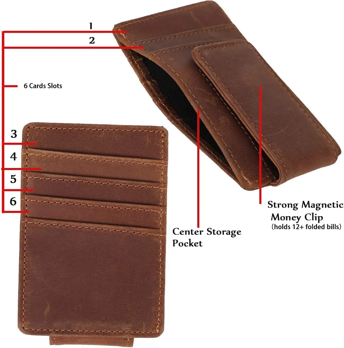 Money Clip For Men, Personalized mens Front Pocket Wallet With Money Clip, Genuine Leather Wallets, Gift For Men (Love you more)