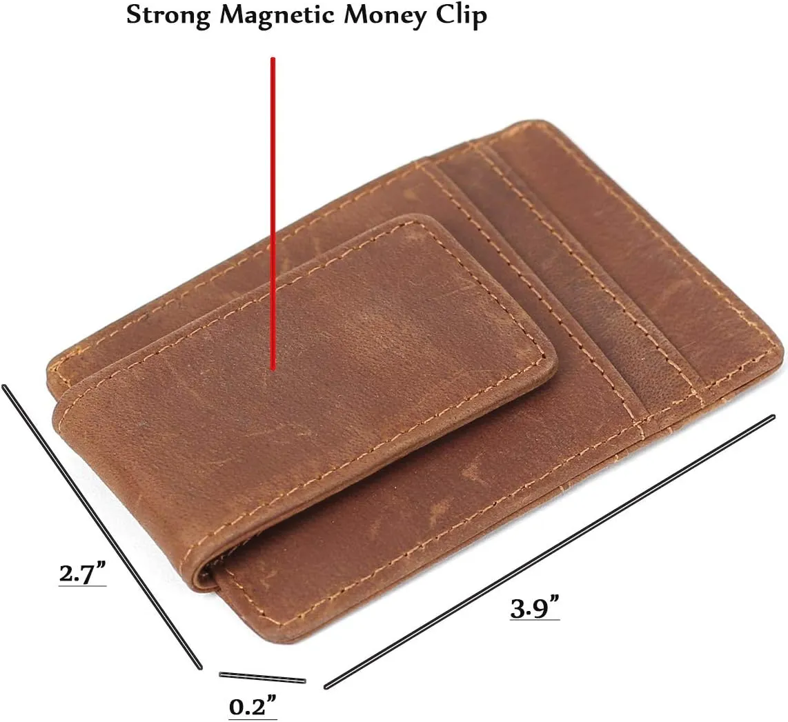 Money Clip For Men, Personalized mens Front Pocket Wallet With Money Clip, Genuine Leather Wallets, Gift For Men (Love you more)