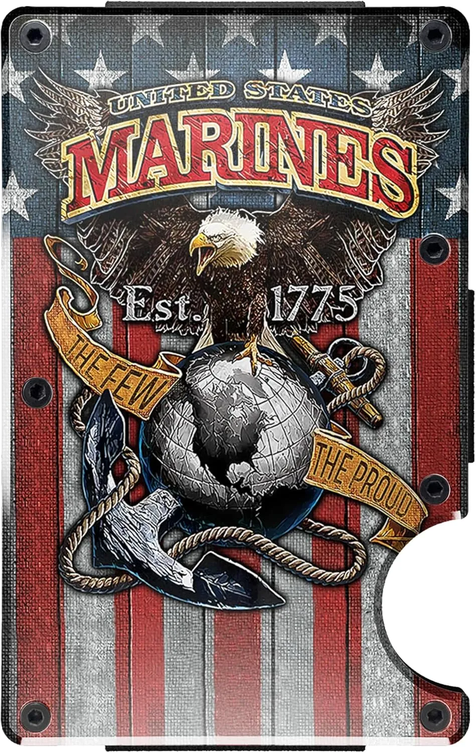 Money Clip Slim Credit Card Holder Minimalist Wallet-US Marines Military Card Holder Gifts Retirement Mens-Veterans Day Slim Wallet Minimalist Gifts Fathers Day Christmas Birthday Men Wallet Gift