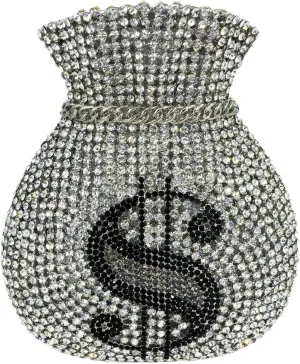 Money Crystal Clutch Bag Women Dollars Evening Handbags Bridal Party Rhinestone Clutch Purse Cocktail Bag,Mini