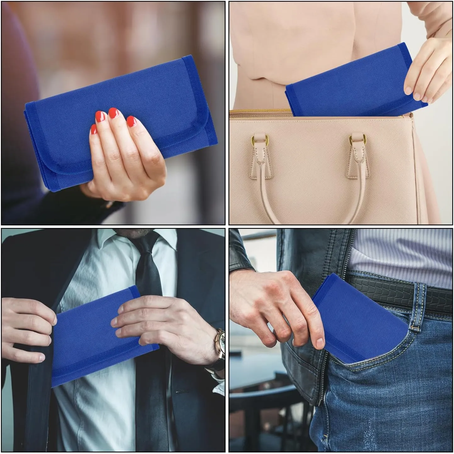 Money Wallet, Money Organizer for Cash with 6 Zippered Pocket Multipack Money Pouch, Cash Bill Organizer, Envelope Wallet Money Bag Small Travel Money Holder for Budgeting, Receipt and Tips (Blue)