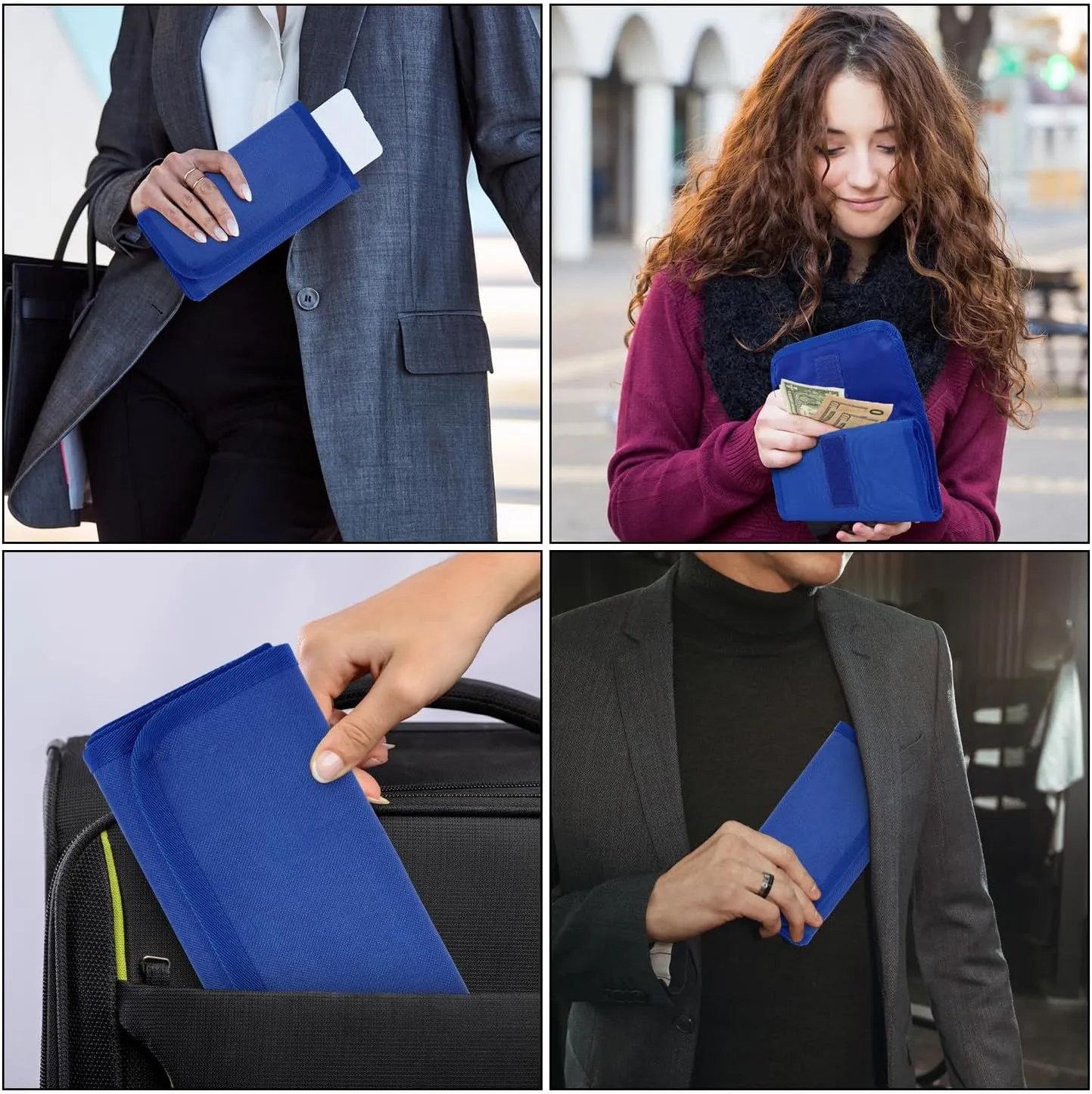 Money Wallet, Money Organizer for Cash with 6 Zippered Pocket Multipack Money Pouch, Cash Bill Organizer, Envelope Wallet Money Bag Small Travel Money Holder for Budgeting, Receipt and Tips (Blue)