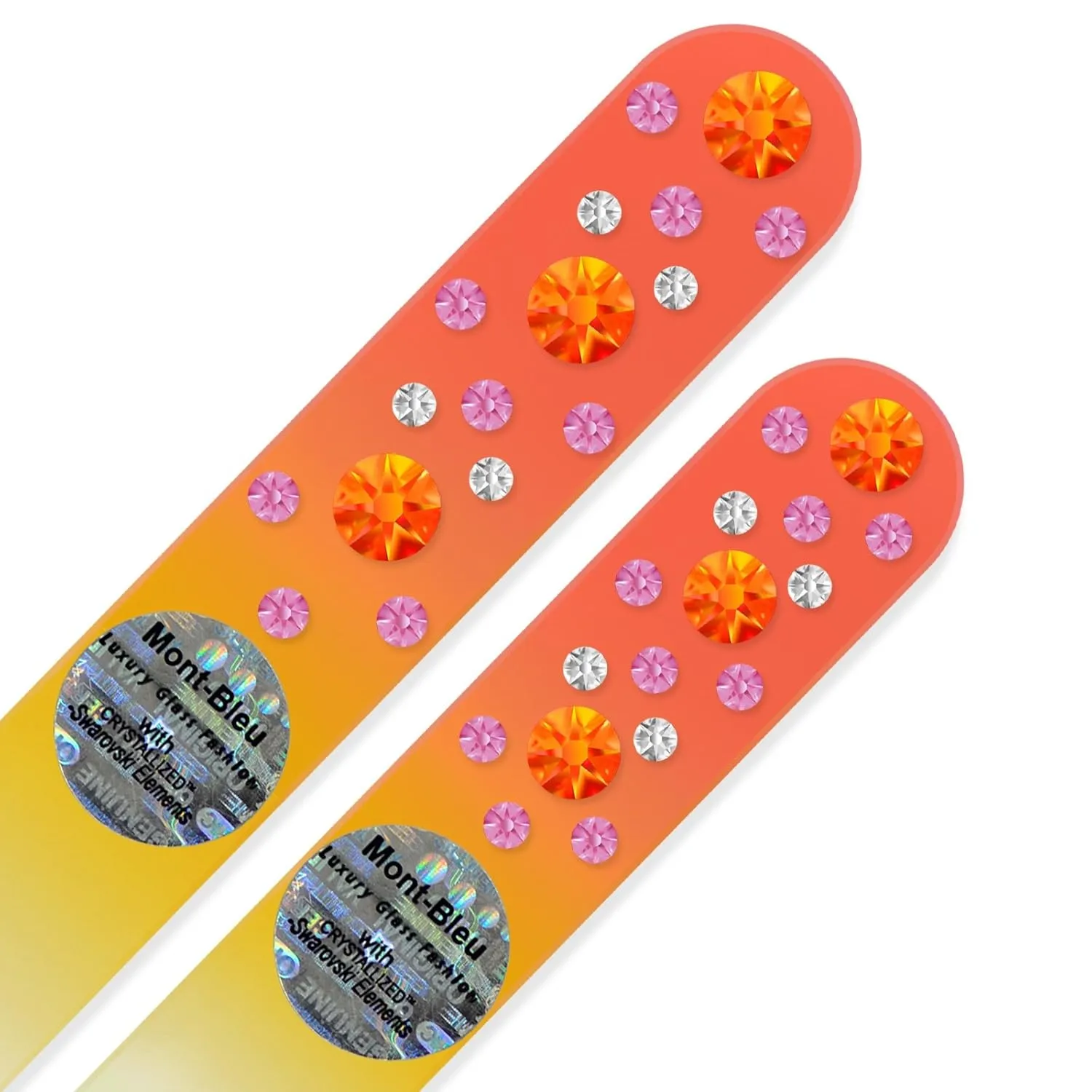 Mont Bleu Set of 2 Crystal Nail Files hand decorated with crystals from Swarovski® | Handbag & Universal Sizes, Hand Made, Czech Tempered Glass, Lifetime Guaranty